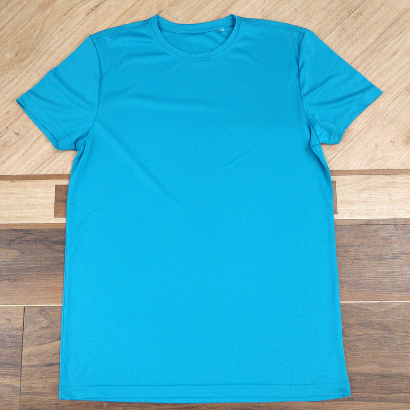 Active Dry Small White or Medium Blue Polyester T-Shirt