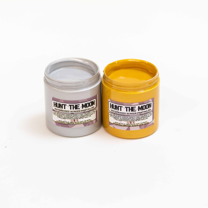 Metallic Gold and Silver Eco Water Based Screen Printing Ink Bundle - 100ml, 240ml, or 1ltr