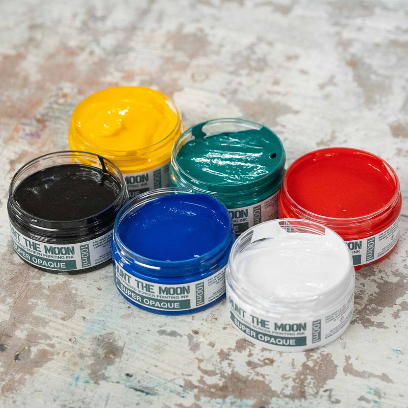 Super Opaque Eco Waterbased Screen Printing Ink 100ml, 240ml or 1ltr Hunt  the Moon 