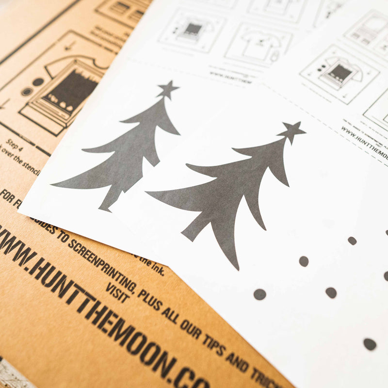 How to Screen Print Guide + Christmas Tree Cards Theme Stencils (Free download)